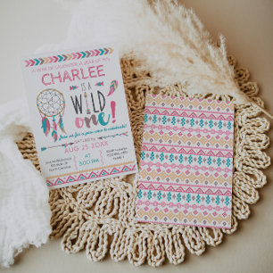 Girl Wild One Tribal Birthday Boho Invitation