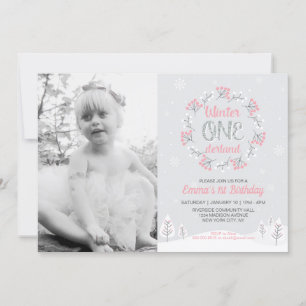 Girl Winter Onederland Photo 1er Invitation d'anni