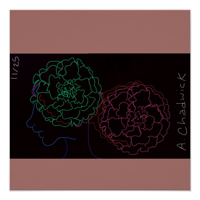 Girl with Marigold Afro Puffs Glossy Poster (Devant)