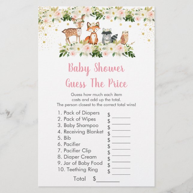 Girl Woodland Devine Le Baby shower Prix Jeu (Devant)