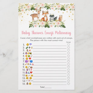 Girl Woodland Floral Emoji Pictionary Showgame