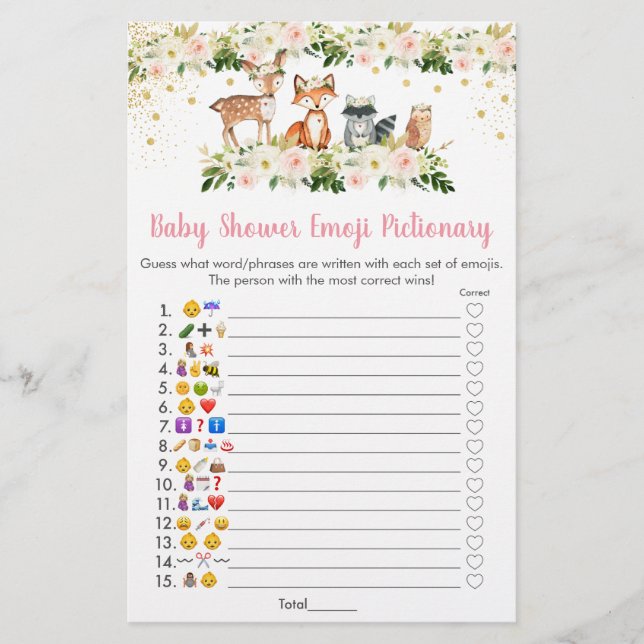 Girl Woodland Floral Emoji Pictionary Showgame (Devant)