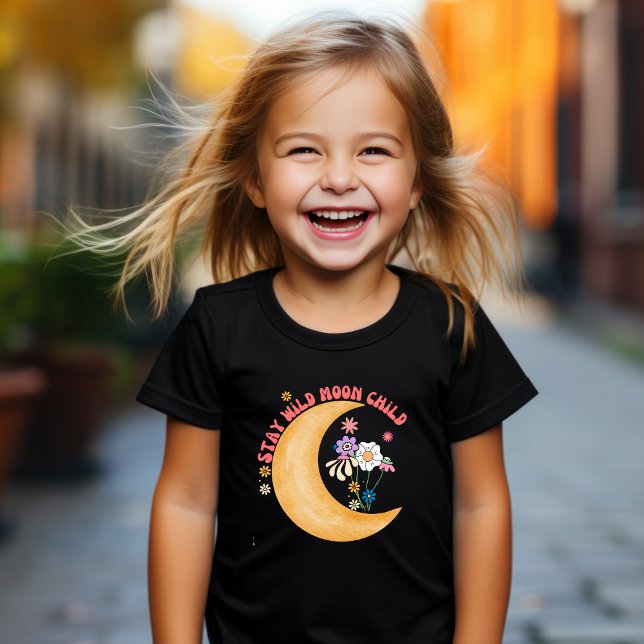 Girls Boho Retro "Moon Child" T-shirt Basic (Créateur téléchargé)