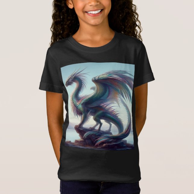 Girl's colorful beautiful dragon t-shirt (Devant)