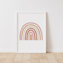 Girls Earthy Boho Rainbow Nursery Poster
