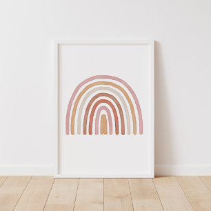 Girls Earthy Boho Rainbow Nursery Poster