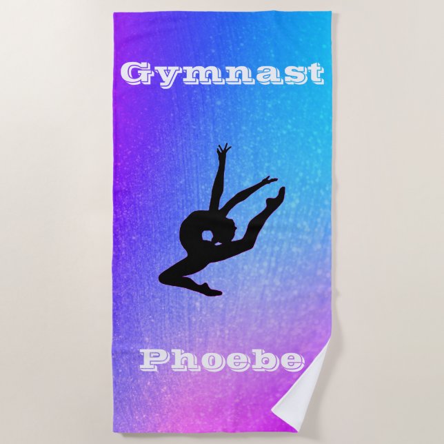 Girls Gymnastics Beach Serviette avec son nom! (Devant)