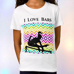 Girls Gymnastique I Love Bars Chevron T-Shirt