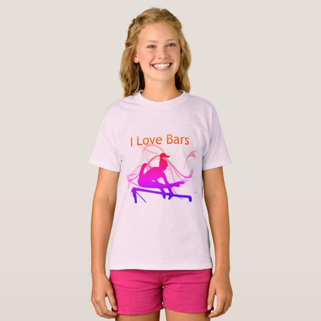 Girls Gymnastique I Love Bars Gymnast T-Shirt (Devant entier)
