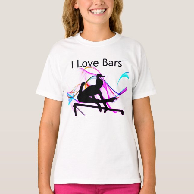 Girls Gymnastique I Love Bars Gymnast T-Shirt (Devant)