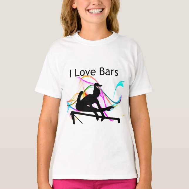 Girls Gymnastique I Love Bars Gymnast T-Shirt (Devant)