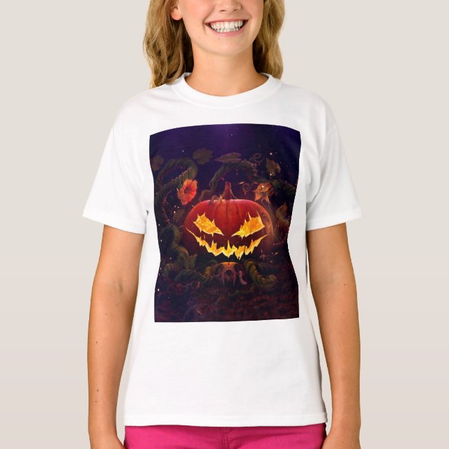 Girl's halloween pumpkin t-shirt (Devant)