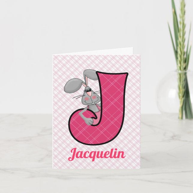 GIrls Jackrabbit rose Lettre monogramme J Blank (Devant)