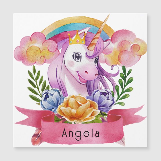 Girls mignonne violet licorne arc-en-ciel Nom pers (Devant)