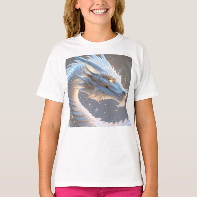 girls mystical white dragon t-shirt (Devant)
