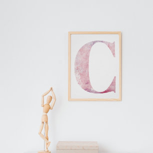 Girl's Name Letter C Pink Watercolor Poster