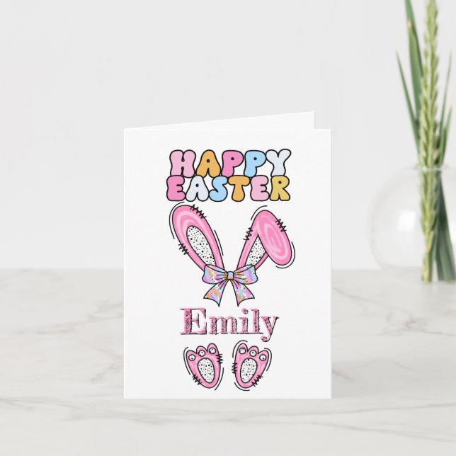 Girls Personalize Happy Easter Bunny Pink (Devant)