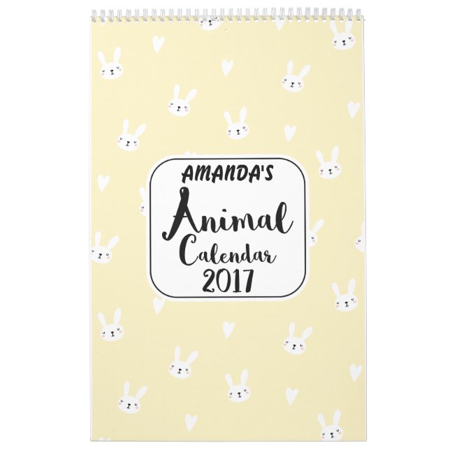 Girls Personnalisé Cute Animals 2017 Calendrier (Protection)