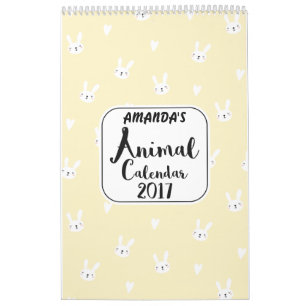Girls Personnalisé Cute Animals 2017 Calendrier