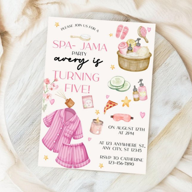 Girls Pink Spa-Jama Sleepover Birthday Invitation (Créateur téléchargé)