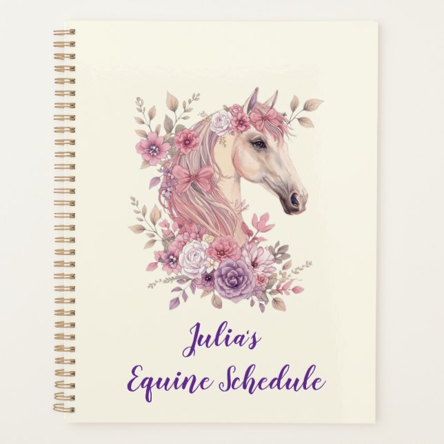 Girls Pretty Ponies Pastel Floral Horse (Devant)