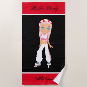 Girls Roller Derby Serviette de plage personnalisé