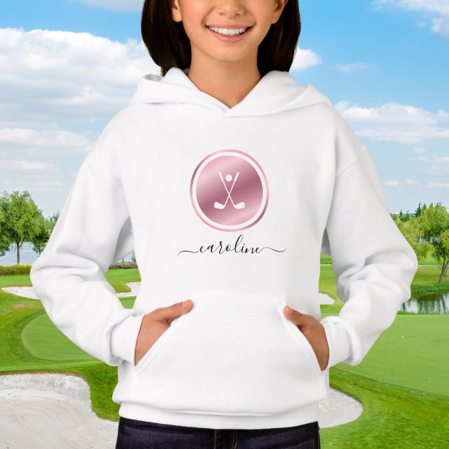 Girls Sports Golf Rose Rose Gold Golfer's Name (Créateur téléchargé)