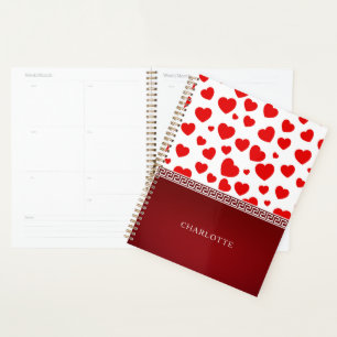 Girly Elegant Red Heart Nom personnalisé