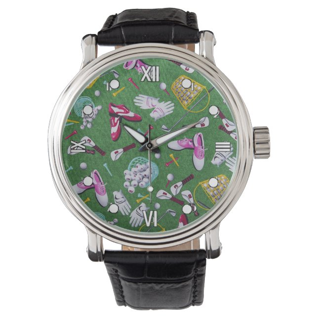 Girly Golf Motif Montre à poignet (devant)