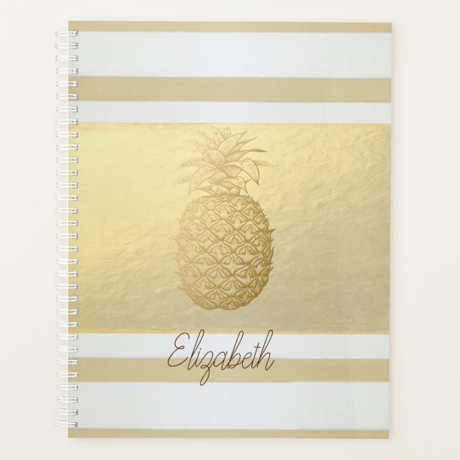 Girly Modern Gold Stripes, Or Ananas (Devant)