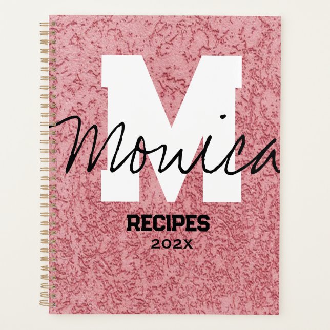 Girly Monogram Calligraphy rough rose Pink Binder (Devant)