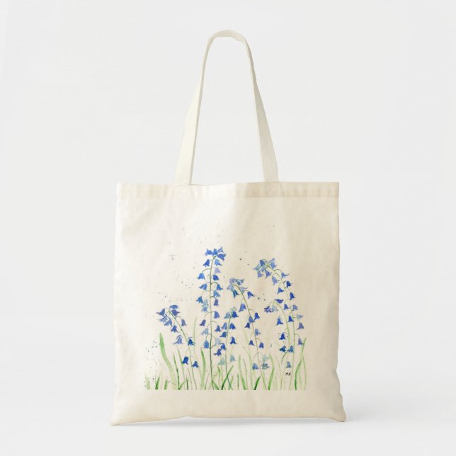 Girly pastel Bluebells blue flowers tote bag (Devant)