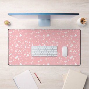 Girly Pastel Rose Blanc Abstrait Terrazzo Motif