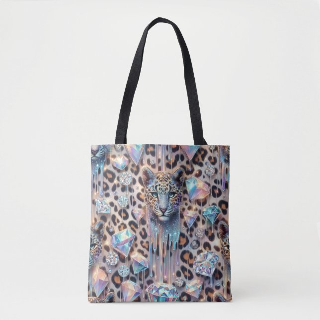 Girly Posh Leopard Print Opal Tote Bag (Devant)