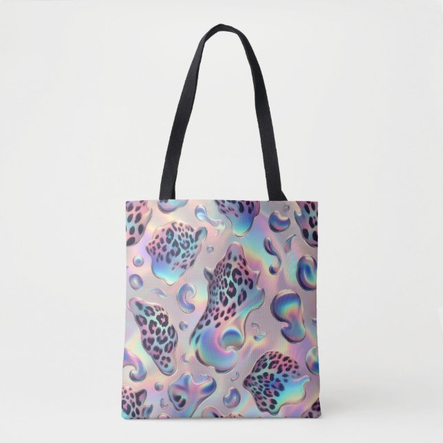 Girly Posh Leopard Print Opal Tote Bag (Devant)