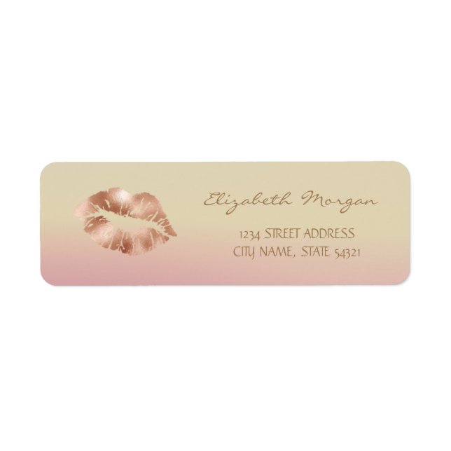 Girly Rose Gold Lips  Étiquette d'adresse ombrée (Devant)