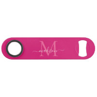 Girly rose Magenta Blanc Monogramme Élégant Script
