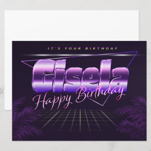 Gisela Prénom lila retro Carte Anniversaire