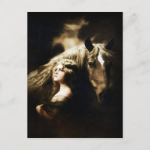 Gitan Girl avec cheval Vintage Antique carte posta