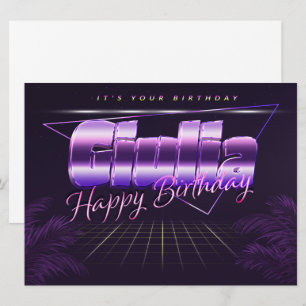 Giulia prénom carte rétro lilas pour un anniversai