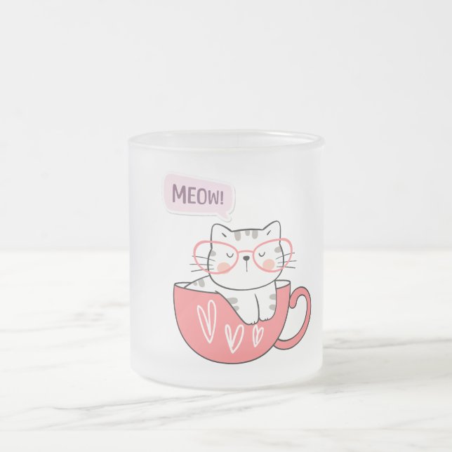 Givré chat miow dans une tasse (Centre)