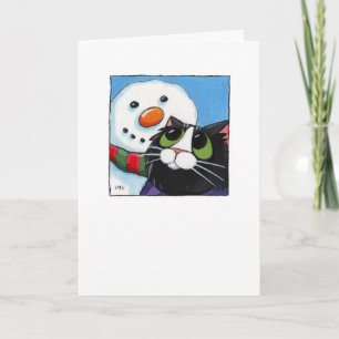 Givré et chaussettes - carte de chat de Noël