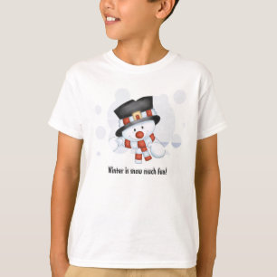 Givré le T-shirt de l'enfant de bonhomme de neige