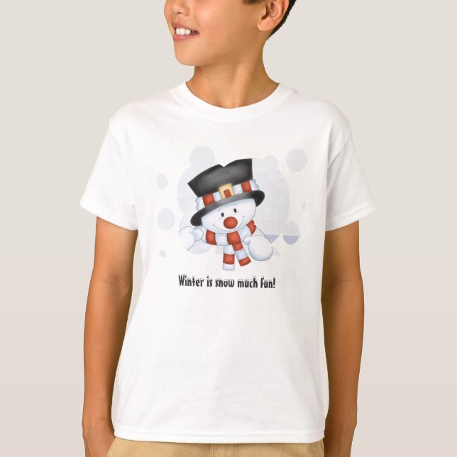 Givré le T-shirt de l'enfant de bonhomme de neige (Devant)