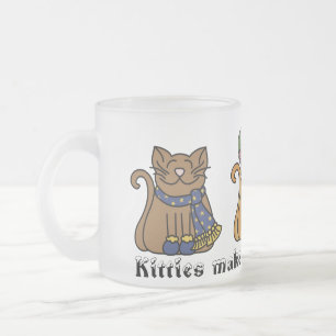 Givré Les minous font la tasse de réchauffeur d'hiver