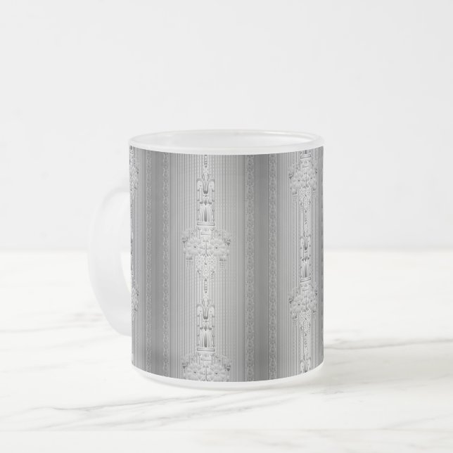 Givré Modèle baroque floral avec tasse de café gris (Devant gauche)