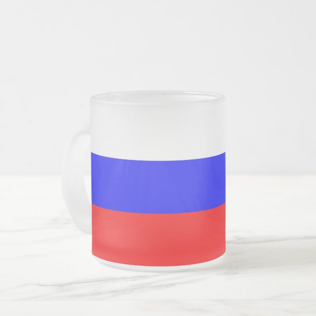 Givré Petite tasse de verre dépoli avec drapeau de la Ru (Devant gauche)