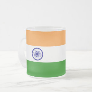 Givré Petite tasse de verre dépoli avec drapeau de l'Ind