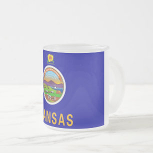 Givré Petite tasse en verre dépoli avec drapeau du Kansa