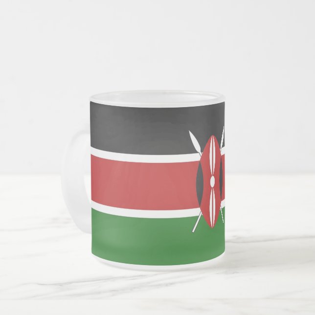Givré Petite tasse en verre dépoli avec drapeau du Kenya (Devant gauche)